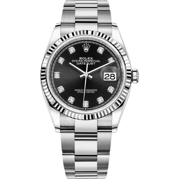 Đồng Hồ Rolex Datejust  White Gold Steel Black Diamond  126234