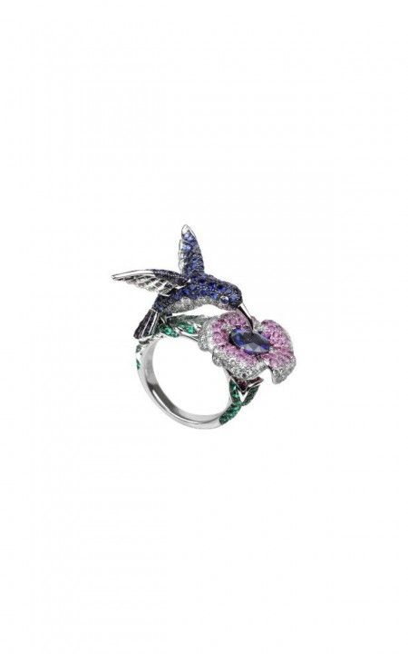 Hopi, the hummingbird ring Blue sapphire, JRG02156