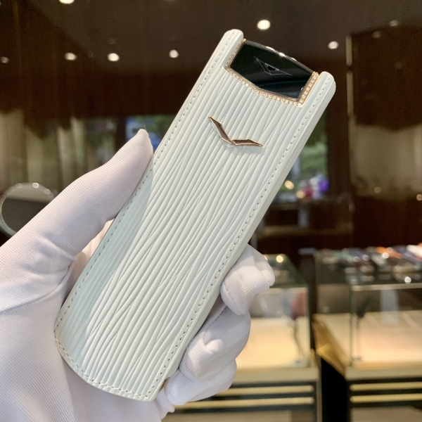 Bao da  Vertu Signature S  trắng không nắp