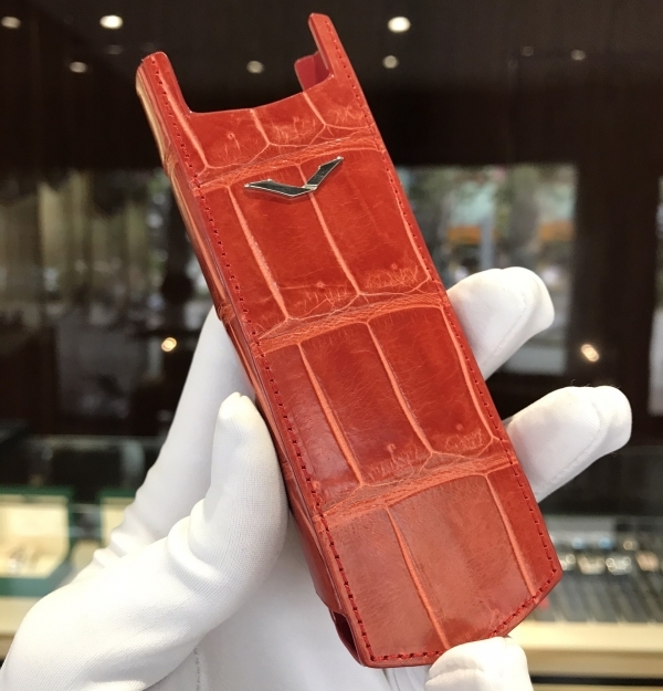 Bao da  Vertu Signature S da cá sấu đỏ không nắp