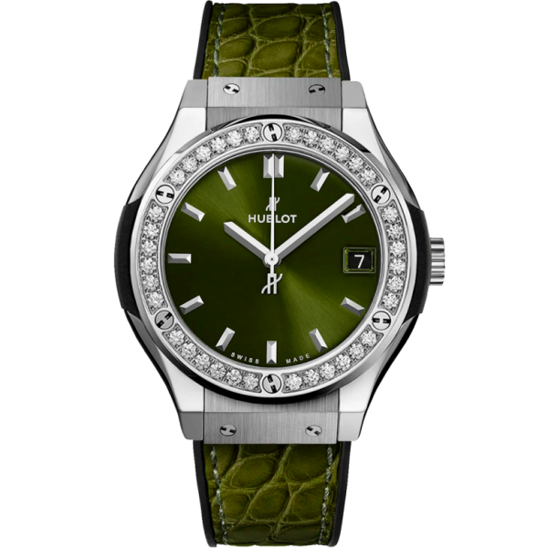 Đồng hồ Hublot Classic Fusion 33mm Green Benzel Custom Diamonds