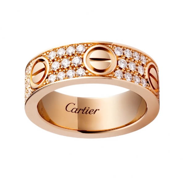 Nhẫn Cartier Full kim logo vàng hồng