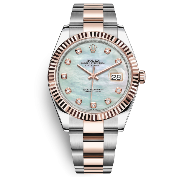 Đồng Hồ Rolex Datejust 41mm 126331 Phiên bản mặt số đá xà cừ trắng nạm kim cương dây  Oyster