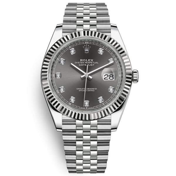 Đồng Hồ Rolex Datejust 126334 White Gold Steel Black Diamond Dial Fluted Bezel Jubilee