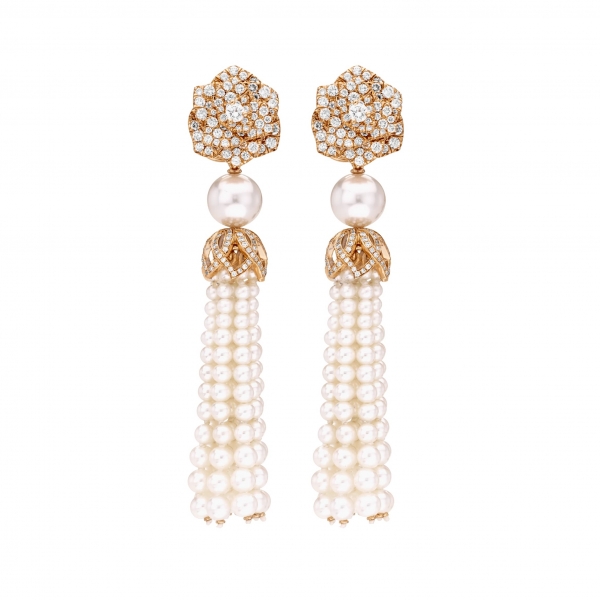 Bông tai Rose gold pearl diamond earrings G38U0071