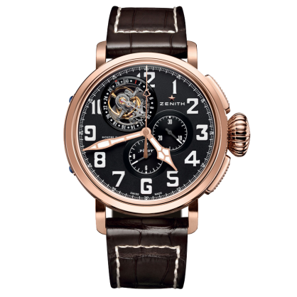 ZENITH Pilot Montre D’Aeronef Type 20 Tourbillon Chronograph Rose Gold 48mm